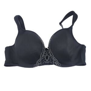 Cacique Black Lace Detail Balconette Full Coverage Underwire Bra Size 40D